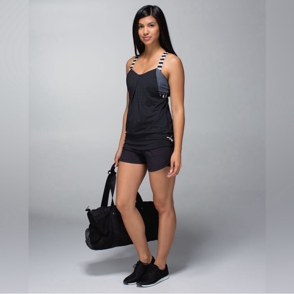 Lulu lemon Black Striped rest less tank black/burlap texture black dune. - Picture 4 of 13